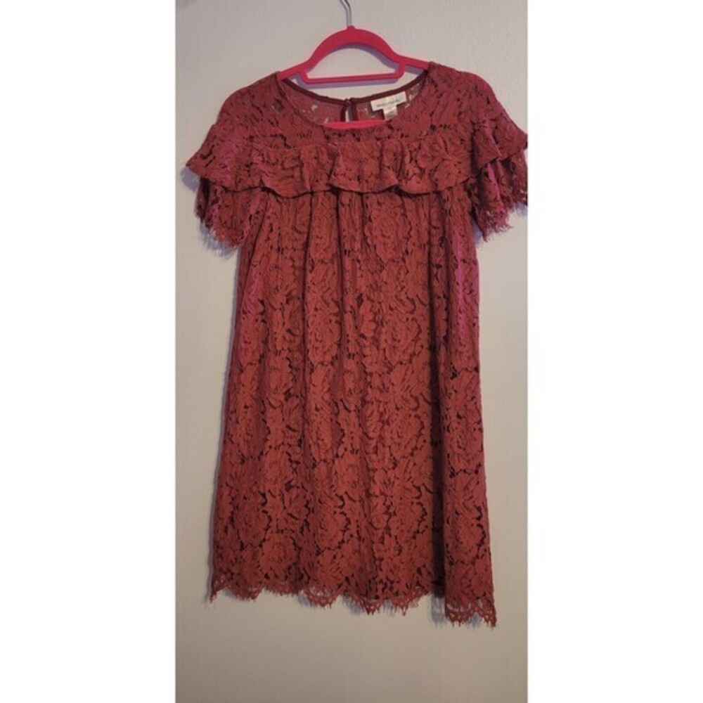 Motherhood Maturity Mauve Boohoo Scalloped Lace Mini Dress Size Small‎